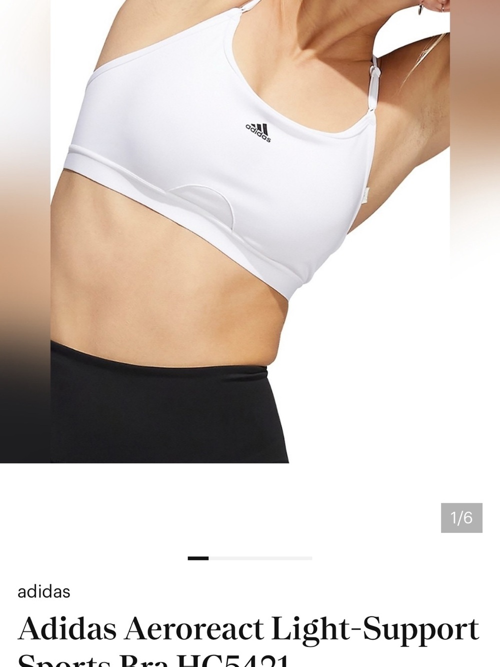 adidas aeroreact-white adjustable-strap Sports Bra